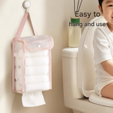 3 PCS Pink Wall Mounted Transparent Tissue Storage Bag Waterproof Hanging Holder with Adhesive Hook