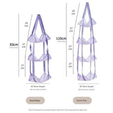 Grey 3-Layer + 4-Layer Hanging Mesh Storage Bag Set for Balls Toys and Sports Gear - Top-Down View