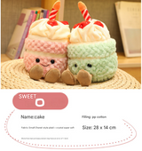Pink Cute Birthday Cake Plush Toy Strawberry Layered Cake Pillow Birthday Gift - Front View