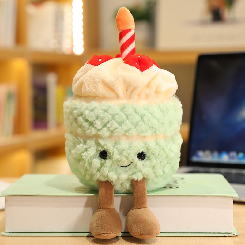 Green Cute Birthday Cake Plush Toy Strawberry Layered Cake Pillow Birthday Gift