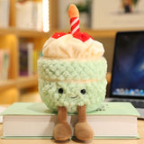 Green Cute Birthday Cake Plush Toy Strawberry Layered Cake Pillow Birthday Gift