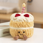 Light brown Cute Birthday Cake Plush Toy Strawberry Layered Cake Pillow Birthday Gift