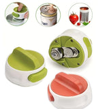 Green Manual Rotary Can Opener - Compact ABS Plastic & Stainless Steel - Smooth Edge Cutting, Easy Twist Operation, Space Saving Kitchen Gadget for Home and Travel - 45-Degree Angle