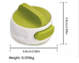 Green Manual Rotary Can Opener - Compact ABS Plastic & Stainless Steel - Smooth Edge Cutting, Easy Twist Operation, Space Saving Kitchen Gadget for Home and Travel - Rear View