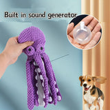 2-Pack Purple Plush Octopus Dog Toy with Squeaker - Interactive Chew Toy for Small, Medium & Large Dogs - Durable, Teeth-Cleaning & Boredom-Relief Pet Toy (35cm) - Front View
