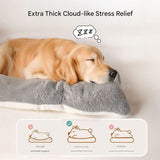 Grey Large Plush Dog Bed - Extra Thick Winter Warmth, Machine Washable & Non-Slip Pet Mat for Large Dogs (90cm) - Front View