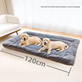 Grey Large Plush Dog Bed - Extra Thick Winter Warmth, Machine Washable & Non-Slip Pet Mat for Large Dogs (60cm) - Rear View