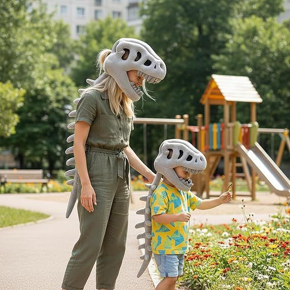120CM Green Funny Dinosaur Skeleton Plush Headwear – Quirky Bone Fossil Plushie Hat & Huggable Doll for Party Costumes and Birthday Gifts