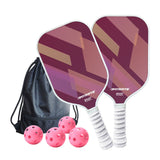 Fantasy Purple Striped Fiberglass Pickleball Paddle Set – 4 Balls & 2 Lightweight Shock-Absorbing Rackets  with Versatile Carry Bag for Outdoor Play