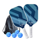 Fantasy Purple Striped Fiberglass Pickleball Paddle Set – 4 Balls & 2 Lightweight Shock-Absorbing Rackets with Versatile Carry Bag for Outdoor Play
