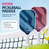 Fantasy Purple Striped Fiberglass Pickleball Paddle Set – 4 Balls & 2 Lightweight Shock-Absorbing Rackets with Versatile Carry Bag for Outdoor Play - Front View
