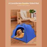 Grey All-Weather Portable Pet Tent with Dual-Sided Cushion & Insect-Proof Mesh – S Size 40 x 40 x 35 cm, Waterproof & Sun-Proof Outdoor Four Corner Dome Kennel for Dogs & Cats Travel Camping - Close-Up Angle