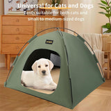 Grey All-Weather Portable Pet Tent with Dual-Sided Cushion & Insect-Proof Mesh – L Size 60 x 60 x 50 cm, Waterproof & Sun-Proof Outdoor Four Corner Dome Kennel for Dogs & Cats Travel Camping