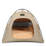 Khaki All-Weather Portable Pet Tent with Dual-Sided Cushion & Insect-Proof Mesh – L Size 60 x 60 x 50 cm, Waterproof & Sun-Proof Outdoor Four Corner Dome Kennel for Dogs & Cats Travel Camping