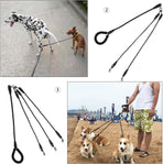 Black 3-in-1 No-Tangle Dog Leash for 1-3 Small Large Dogs – Heavy Duty 360° Swivel Bungee Coupler with Reflective Nylon Braid & Padded Handle