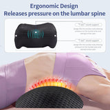 Black Ergonomic Memory Foam Lumbar Support Pillow and Back Cushion - Big Ear Contoured Design, Breathable Cover & Adjustable Strap for Office Car Seats, 17.9 x 10.23 x 4.33