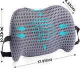 Black Ergonomic Memory Foam Lumbar Support Pillow and Back Cushion - Big Ear Contoured Design, Breathable Cover & Adjustable Strap for Office Car Seats, 17.9 x 10.23 x 4.33"
