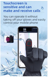 Winter 3 Level Intelligent Heated Gloves with Touchscreen Fingertip - Waterproof Thermal Gloves for Skiing & Outdoor Sports, 360° All-Finger + Hand's Back Large Heating Coverage (Battery Operated) - Front View