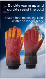 Winter 3 Level Intelligent Heated Gloves with Touchscreen Fingertip - Waterproof Thermal Gloves for Skiing & Outdoor Sports, 360° All-Finger + Hand's Back Large Heating Coverage (Battery Operated) - Top-Down View