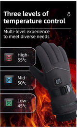 Winter 3 Level Intelligent Heated Gloves with Touchscreen Fingertip - Waterproof Thermal Gloves for Skiing & Outdoor Sports, 360° All-Finger + Hand's Back Large Heating Coverage (Battery Operated)