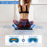 Dark Grey Portable 3D Aircell Travel Inflatable Seat Cushion with Built-in Pump – 36 Airbags Ergonomic Pressure Relief Pad with Lycra Cover & Non-Slip Base for Office Car Flight Long Sitting