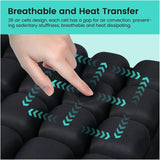 Tie-dye Blue and White Portable 3D Aircell Travel Inflatable Seat Cushion with Built-in Pump – 36 Airbags Ergonomic Pressure Relief Pad with Lycra Cover & Non-Slip Base for Office Car Flight Long Sitting - 45-Degree Angle