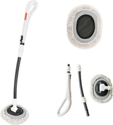 Professional Telescopic(55-120cm) Car Microfiber Wash Mop with 2 Brush Cover - 90° Rotating Detachable Brush Head, 15° Ergonomic Curved Rod & Handle - Durable Aluminum Alloy Chenille Brush for Car, Home and Window Cleaning