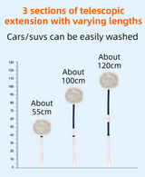 Professional Telescopic(55-120cm) Car Microfiber Wash Mop with 2 Brush Cover - 90° Rotating Detachable Brush Head, 15° Ergonomic Curved Rod & Handle - Durable Aluminum Alloy Chenille Brush for Car, Home and Window Cleaning - Side View