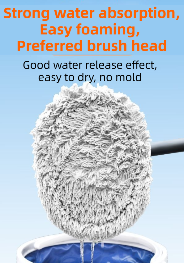 Professional Telescopic(55-120cm) Car Microfiber Wash Mop with 2 Brush Cover - 90° Rotating Detachable Brush Head, 15° Ergonomic Curved Rod & Handle - Durable Aluminum Alloy Chenille Brush for Car, Home and Window Cleaning