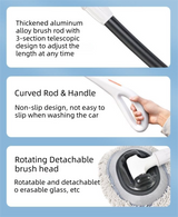 Professional Telescopic(55-120cm) Car Microfiber Wash Mop with 2 Brush Cover - 90° Rotating Detachable Brush Head, 15° Ergonomic Curved Rod & Handle - Durable Aluminum Alloy Chenille Brush for Car, Home and Window Cleaning - Close-Up Angle