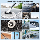 Professional Telescopic(55-120cm) Car Microfiber Wash Mop with 2 Brush Cover - 90° Rotating Detachable Brush Head, 15° Ergonomic Curved Rod & Handle - Durable Aluminum Alloy Chenille Brush for Car, Home and Window Cleaning - Low Angle