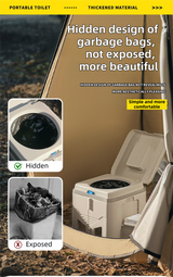 Portable Travel Toilet with Integrated Dual Storage Wings & Odor-Proof Lid – Ergonomic Reusable Foldable Commode with 12.7cm Folding Height for Car Travel & Outdoor Use (White) - 45-Degree Angle