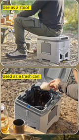 Portable Travel Toilet with Integrated Dual Storage Wings & Odor-Proof Lid – Ergonomic Reusable Foldable Commode with 12.7cm Folding Height for Car Travel & Outdoor Use (White) - Close-Up Angle