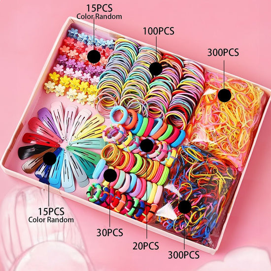 780-Piece Cute Hair Accessories Gift Set with Elastic Rubber Bands - Perfect Gift for Girls