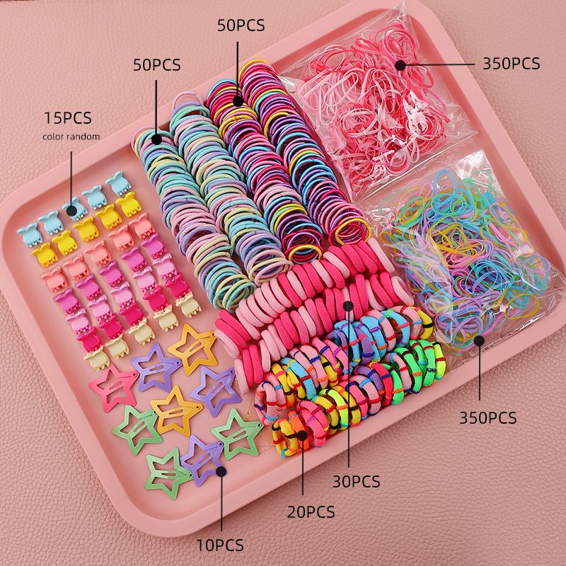 875-Piece Cute Hair Accessories Gift Set with Elastic Rubber Bands - Perfect Gift for Girls
