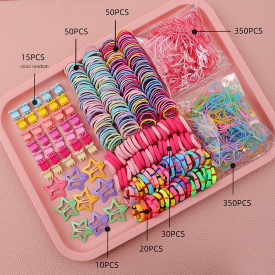 875-Piece Cute Hair Accessories Gift Set with Elastic Rubber Bands - Perfect Gift for Girls