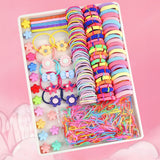 895-Piece Cute Hair Accessories Gift Set with Elastic Rubber Bands - Perfect Gift for Girls - Side View