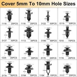 Boxed 710Pcs Heavy Duty Car Retainer Clips Kit with 4Pcs Fastener Removal Tools, 5Pcs Reusable Cable Ties and Metal Pliers  – 16 Most Popular Sizes Push Pin Rivets Assortment for Automotive Bumper Fender Side Skirt - Front View