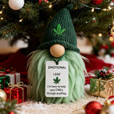 Emotional Support Weed Gnome Crocheted Doll – Handmade Knitted Plush Table Desktop Figurine with Beanie & Motivational Tag, Novelty Birthday Party Gift