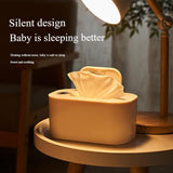 Green Portable USB Baby Wipe Warmer with LED Display and Top-Heating Moisture Protection – Intelligent Constant Temp Dispenser Case for Travel and Home - Close-Up Angle