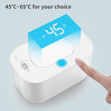 White Portable USB Baby Wipe Warmer with LED Display and Top-Heating Moisture Protection – Intelligent Constant Temp Dispenser Case for Travel and Home - Top-Down View