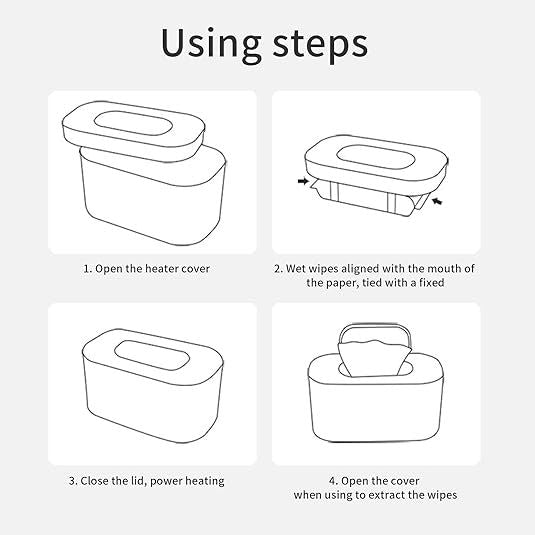 White Portable USB Baby Wipe Warmer with LED Display and Top-Heating Moisture Protection – Intelligent Constant Temp Dispenser Case for Travel and Home