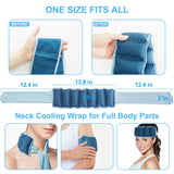 Blue and Grey Reusable Evaporative Physical Cooling Scarf – Long Ice Neck Wrap Bandana with Hydrogel Crystals for Outdoor Sports, Fitness & Heatwave Alleviation - Front View