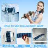 Purple and Grey Reusable Evaporative Physical Cooling Scarf – Long Ice Neck Wrap Bandana with Hydrogel Crystals for Outdoor Sports, Fitness & Heatwave Alleviation - Top-Down View