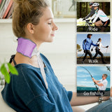Purple and Grey Reusable Evaporative Physical Cooling Scarf – Long Ice Neck Wrap Bandana with Hydrogel Crystals for Outdoor Sports, Fitness & Heatwave Alleviation - Rear View