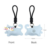 Blue Cat Squeeze Meow Sounding Keychain Pendant – Eco-Friendly Leather Cat and Dog Bag Charm for Stress Relief, Backpack Decor, and Gift Giving - Front View