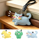 Green Frog Squeeze Meow Sounding Keychain Pendant – Eco-Friendly Leather Cat and Dog Bag Charm for Stress Relief, Backpack Decor and Gift Giving - Side View