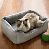 60x45x15CM Grey Premium Plush Pet Bed and Cozy Cushion Mat with Removable Flannel Cover & Non-Slip Waterproof Oxford Bottom for Cats Dogs Car & Home Universal Use - Top-Down View