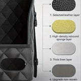 Multifunctional Quilted Leather Car Between-Seat Organizer with Adjustable Buckles and Armrest Box Support – Large Capacity Car Interior Pocket for Handbags Phones Drinks - Front View