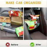 Multifunctional Quilted Leather Car Between-Seat Organizer with Adjustable Buckles and Armrest Box Support – Large Capacity Car Interior Pocket for Handbags Phones Drinks - Side View